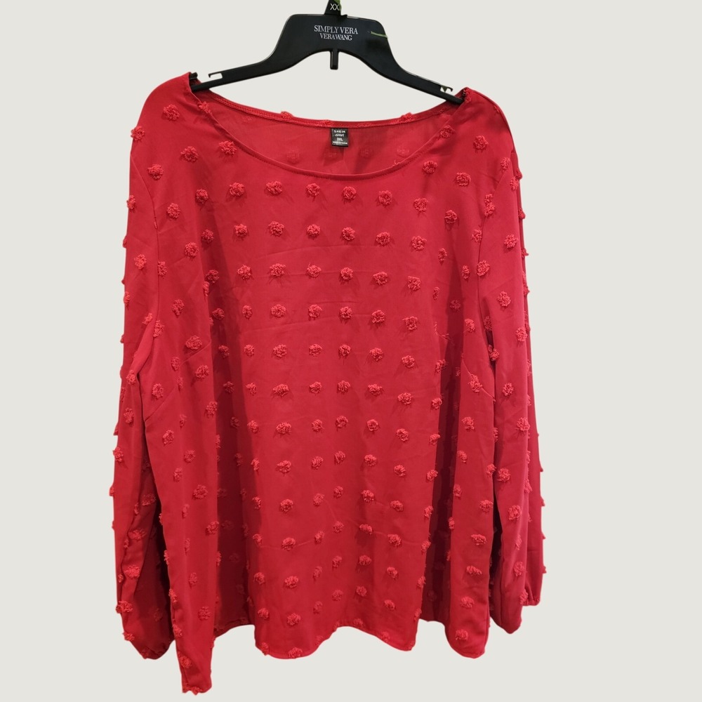 SHEIN Curve 3Xl Swiss Dot Red Blouse
